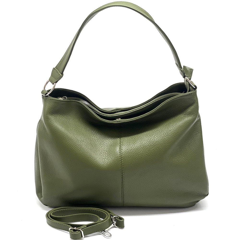 Concetta Convertible Leather Hobo: Tan Italian Calfskin - Leather Italiano