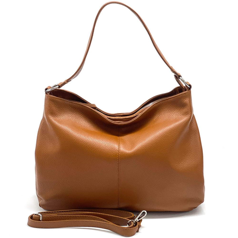 Concetta Convertible Leather Hobo: Tan Italian Calfskin - Leather Italiano