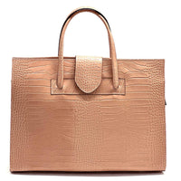 Crocetta Crocodile - Embossed Italian Leather Briefcase – Elegant Work Bag for Women - Leather Italiano