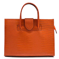 Crocetta Crocodile - Embossed Italian Leather Briefcase – Elegant Work Bag for Women - Leather Italiano