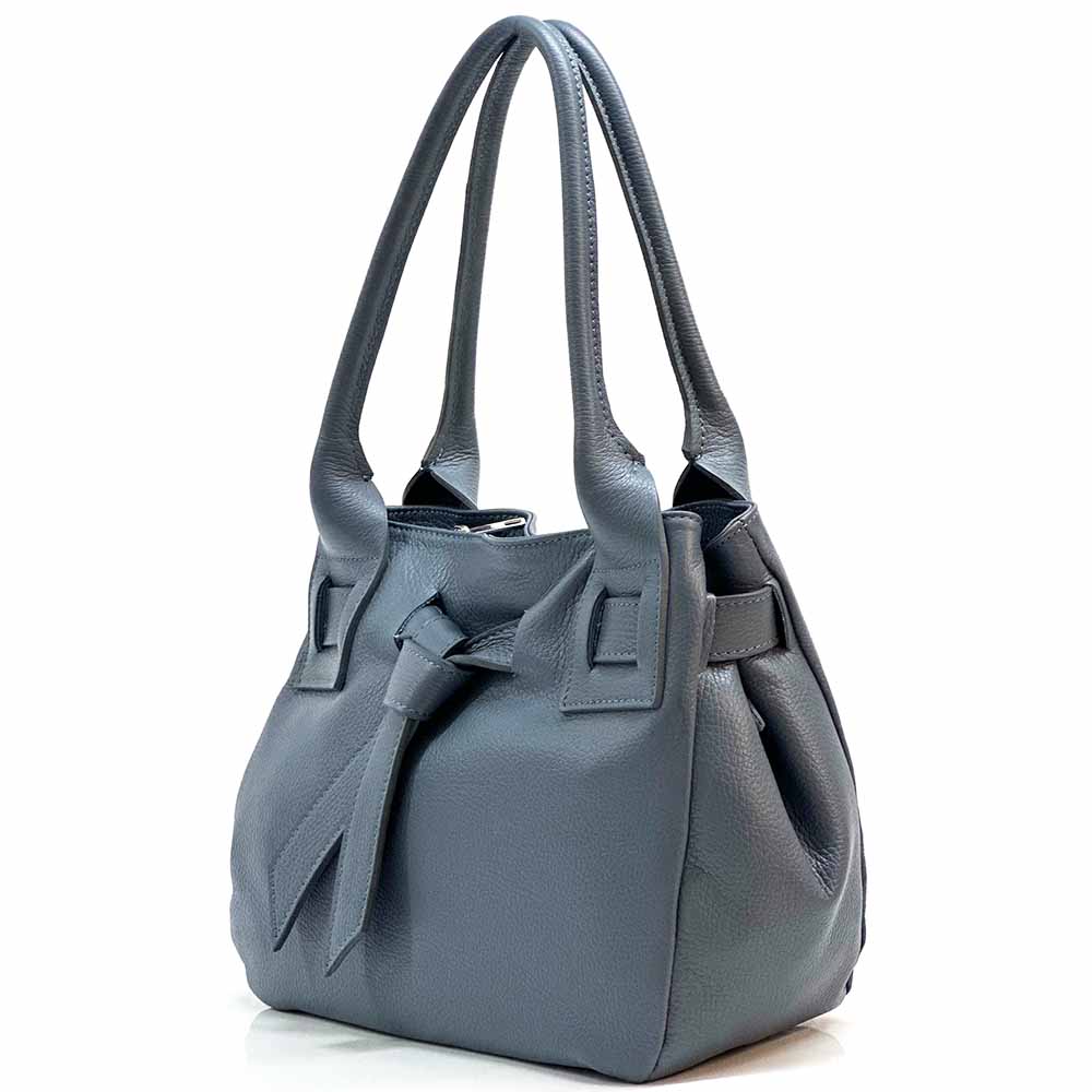 Daria Italian Leather Shoulder Bag – Soft - Grain Elegance with Sculptural Knot - Leather Italiano