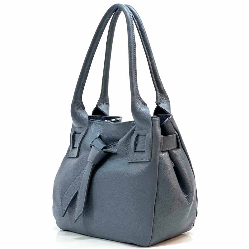 Daria Italian Leather Shoulder Bag – Soft - Grain Elegance with Sculptural Knot - Leather Italiano