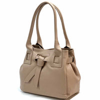 Daria Italian Leather Shoulder Bag – Soft - Grain Elegance with Sculptural Knot - Leather Italiano