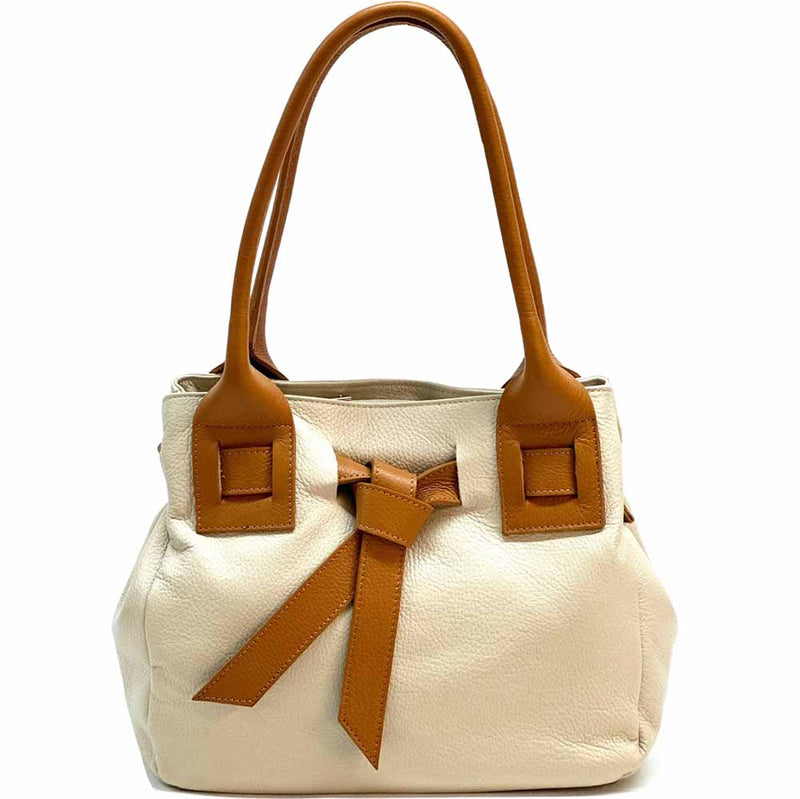 Daria Italian Leather Shoulder Bag – Soft - Grain Elegance with Sculptural Knot - Leather Italiano