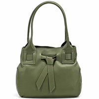 Daria Italian Leather Shoulder Bag – Soft - Grain Elegance with Sculptural Knot - Leather Italiano