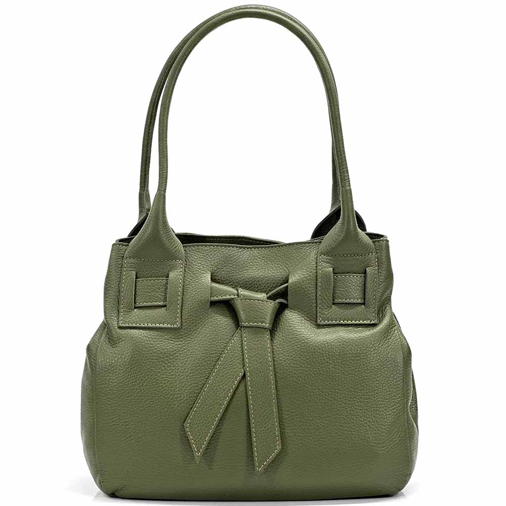 Daria Italian Leather Shoulder Bag – Soft - Grain Elegance with Sculptural Knot - Leather Italiano