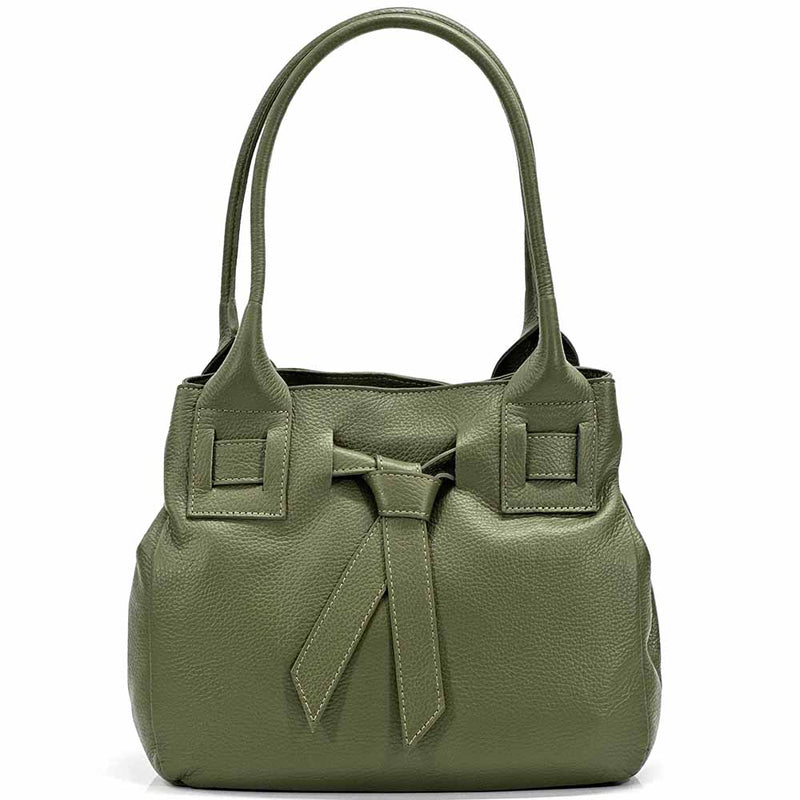Daria Italian Leather Shoulder Bag – Soft - Grain Elegance with Sculptural Knot - Leather Italiano