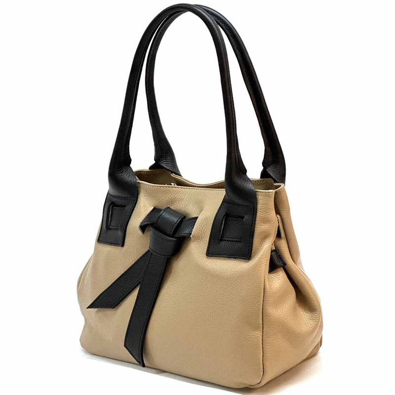 Daria Italian Leather Shoulder Bag – Soft - Grain Elegance with Sculptural Knot - Leather Italiano