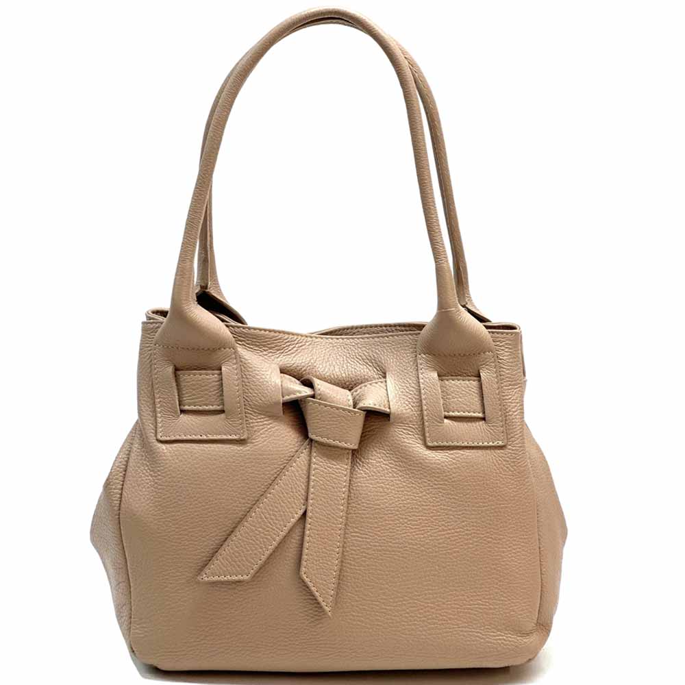 Daria Italian Leather Shoulder Bag – Soft - Grain Elegance with Sculptural Knot - Leather Italiano