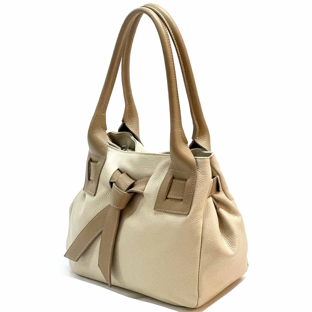 Daria Italian Leather Shoulder Bag – Soft - Grain Elegance with Sculptural Knot - Leather Italiano