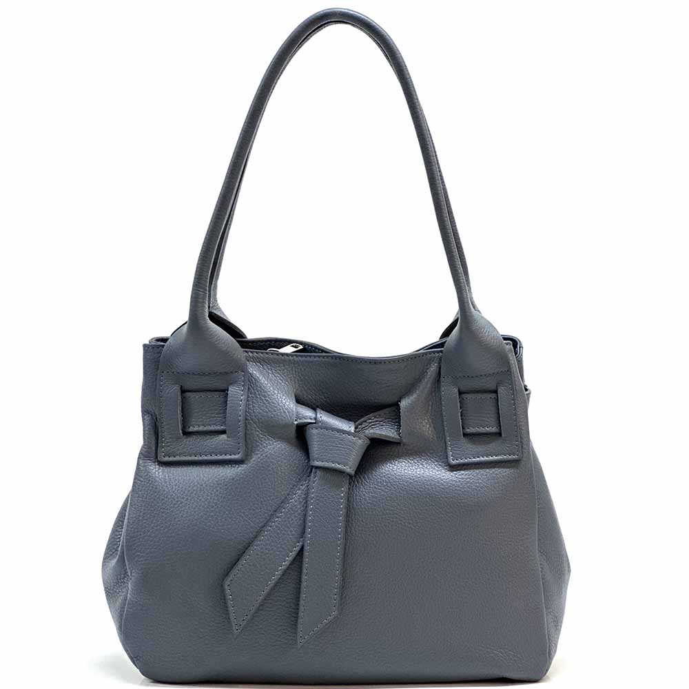 Daria Italian Leather Shoulder Bag – Soft - Grain Elegance with Sculptural Knot - Leather Italiano