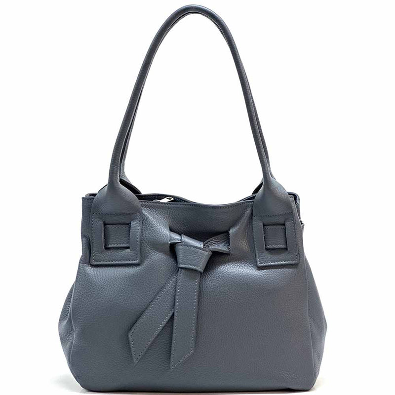 Daria Italian Leather Shoulder Bag – Soft - Grain Elegance with Sculptural Knot - Leather Italiano