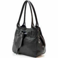 Daria Italian Leather Shoulder Bag – Soft - Grain Elegance with Sculptural Knot - Leather Italiano
