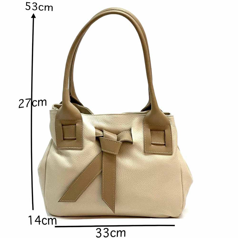 Daria Italian Leather Shoulder Bag – Soft - Grain Elegance with Sculptural Knot - Leather Italiano