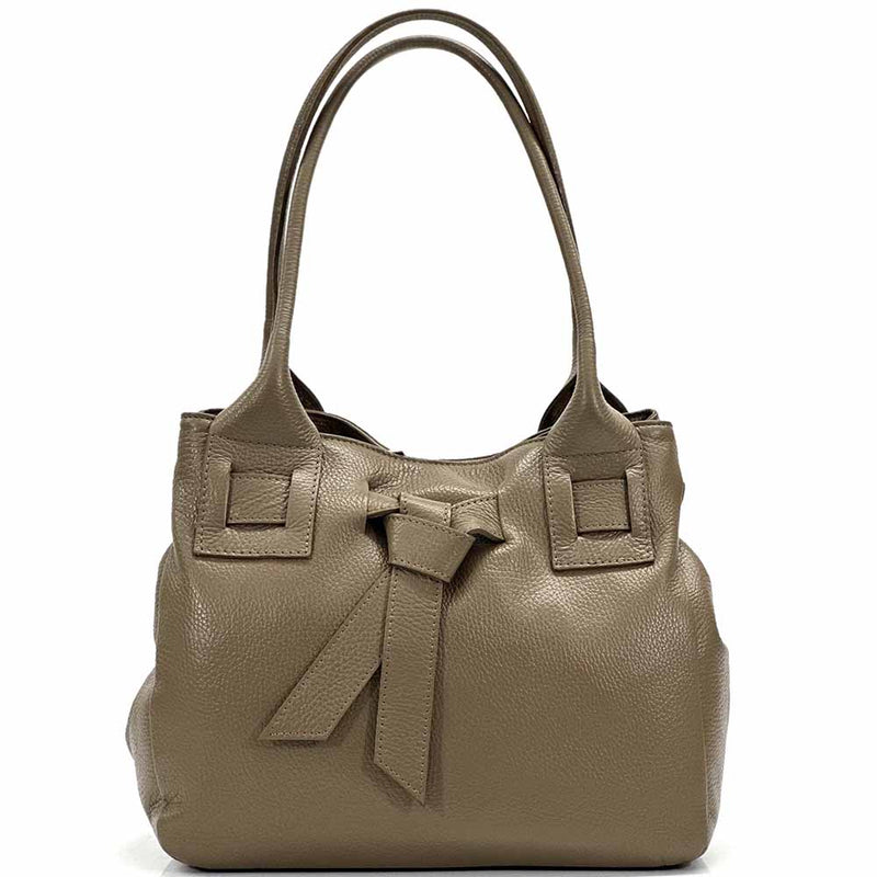 Daria Italian Leather Shoulder Bag – Soft - Grain Elegance with Sculptural Knot - Leather Italiano