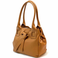 Daria Italian Leather Shoulder Bag – Soft - Grain Elegance with Sculptural Knot - Leather Italiano