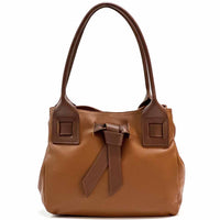 Daria Italian Leather Shoulder Bag – Soft - Grain Elegance with Sculptural Knot - Leather Italiano