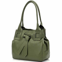 Daria Italian Leather Shoulder Bag – Soft - Grain Elegance with Sculptural Knot - Leather Italiano