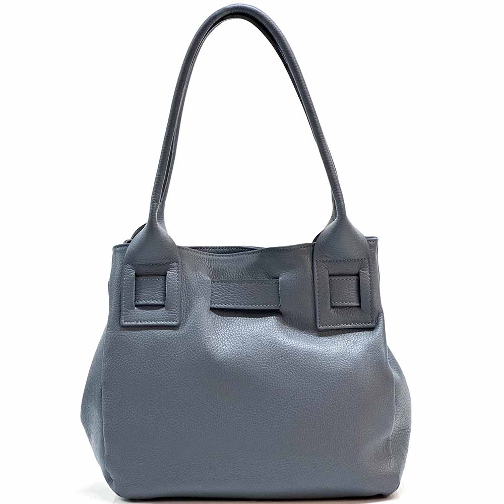 Daria Italian Leather Shoulder Bag – Soft - Grain Elegance with Sculptural Knot - Leather Italiano