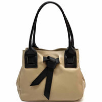 Daria Italian Leather Shoulder Bag – Soft - Grain Elegance with Sculptural Knot - Leather Italiano