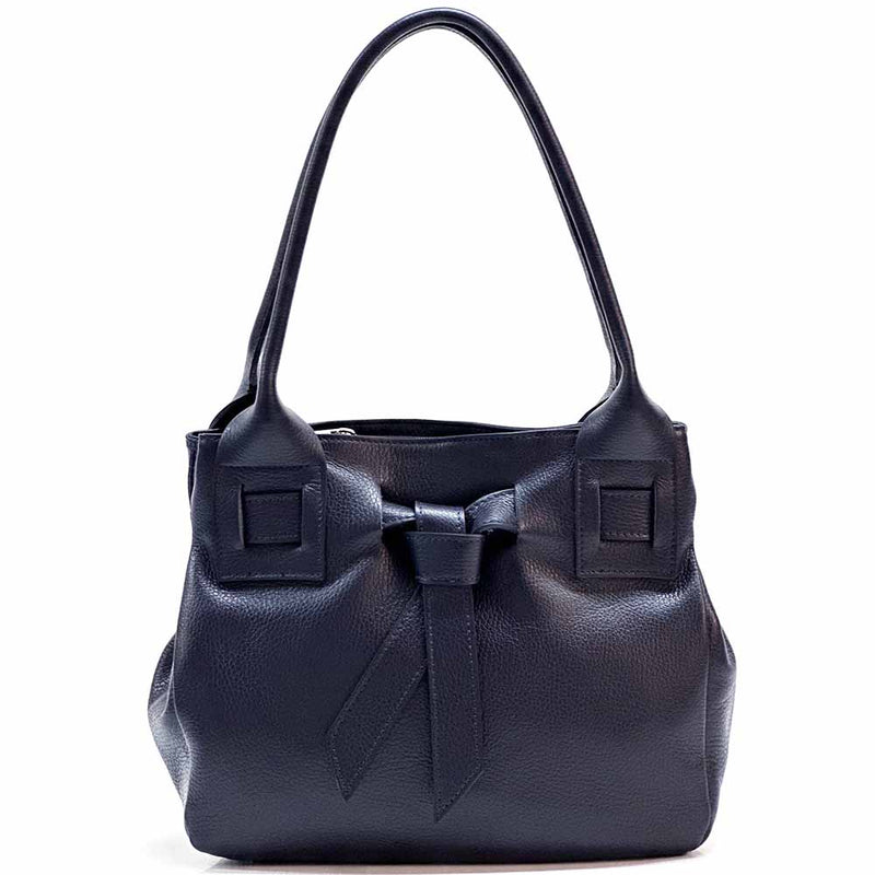Daria Italian Leather Shoulder Bag – Soft - Grain Elegance with Sculptural Knot - Leather Italiano