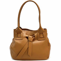 Daria Italian Leather Shoulder Bag – Soft - Grain Elegance with Sculptural Knot - Leather Italiano