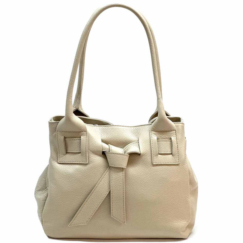 Daria Italian Leather Shoulder Bag – Soft - Grain Elegance with Sculptural Knot - Leather Italiano