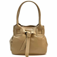 Daria Italian Leather Shoulder Bag – Soft - Grain Elegance with Sculptural Knot - Leather Italiano
