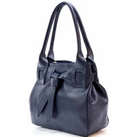 Daria Italian Leather Shoulder Bag – Soft - Grain Elegance with Sculptural Knot - Leather Italiano