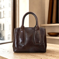 Diletta Compact Italian Leather Satchel Bag - Leather Italiano
