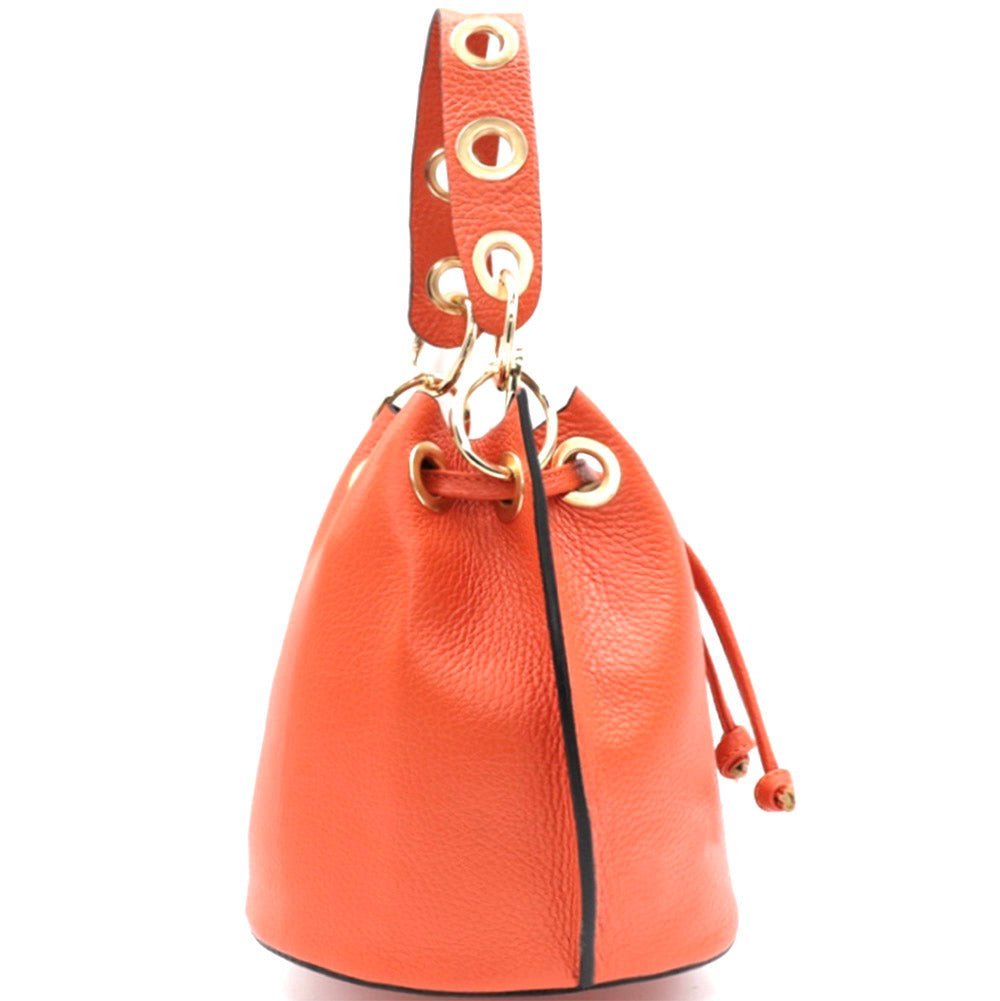 Eileen Leather Bucket Bag: A Burst of Color for Everyday Adventures - Leather Italiano