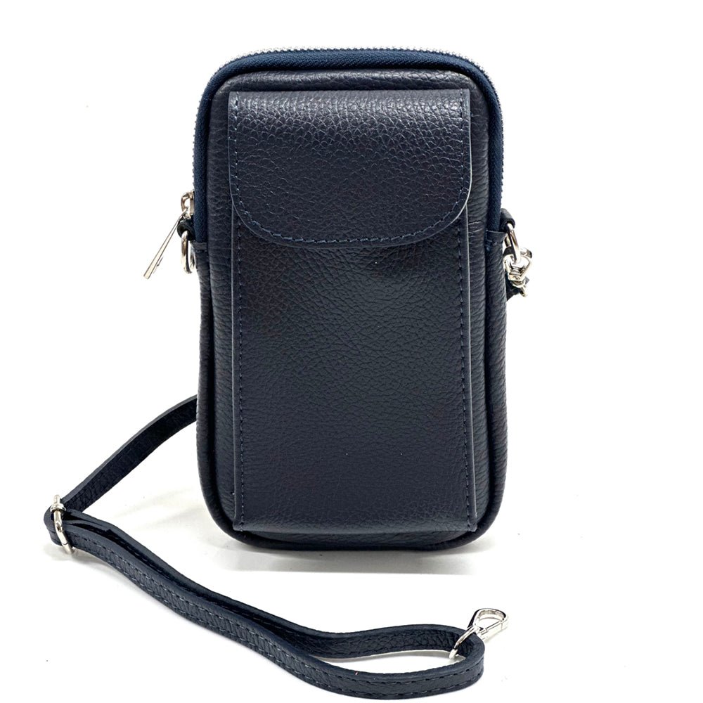 Elettra Leather iPhone Case in Navy Blue - Elegant and Durable