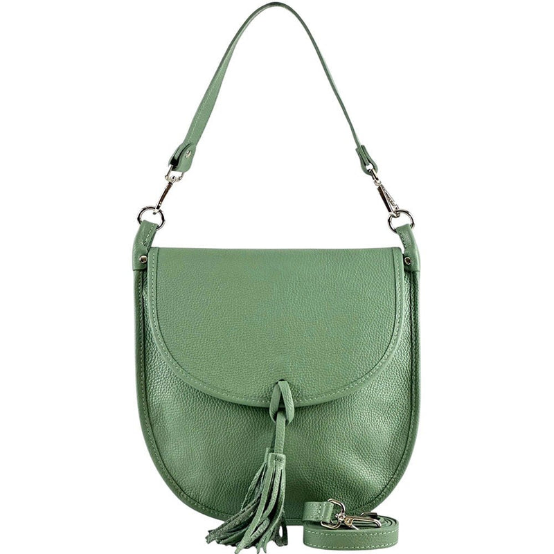 Elisa Italian Calfskin Leather Shoulder Bag – Elegant Tassel Detail & Versatile Strap - Leather Italiano