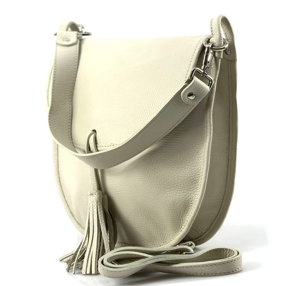 Elisa Italian Calfskin Leather Shoulder Bag – Elegant Tassel Detail & Versatile Strap - Leather Italiano