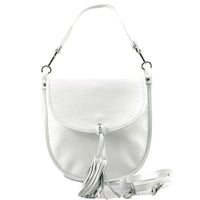 Elisa Italian Calfskin Leather Shoulder Bag – Elegant Tassel Detail & Versatile Strap - Leather Italiano