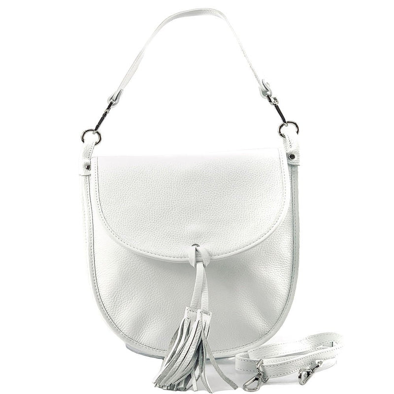 Elisa Italian Calfskin Leather Shoulder Bag – Elegant Tassel Detail & Versatile Strap - Leather Italiano