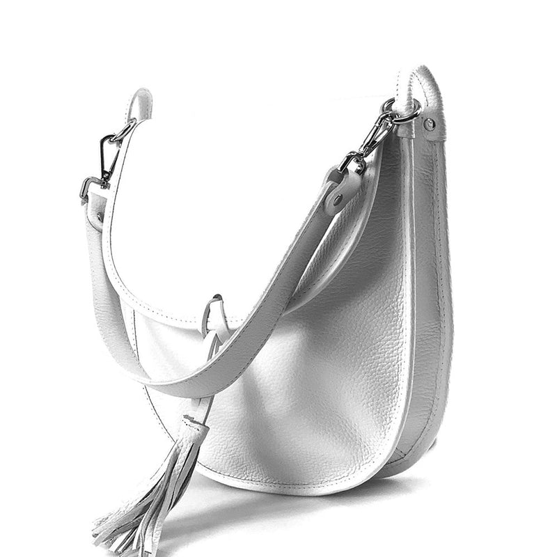 Elisa Italian Calfskin Leather Shoulder Bag – Elegant Tassel Detail & Versatile Strap - Leather Italiano