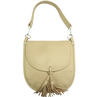 Elisa Italian Calfskin Leather Shoulder Bag – Elegant Tassel Detail & Versatile Strap - Leather Italiano