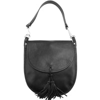Elisa Italian Calfskin Leather Shoulder Bag – Elegant Tassel Detail & Versatile Strap - Leather Italiano