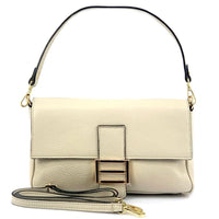 Elisabetta Calfskin Leather Shoulder Bag: Spacious - Leather Italiano