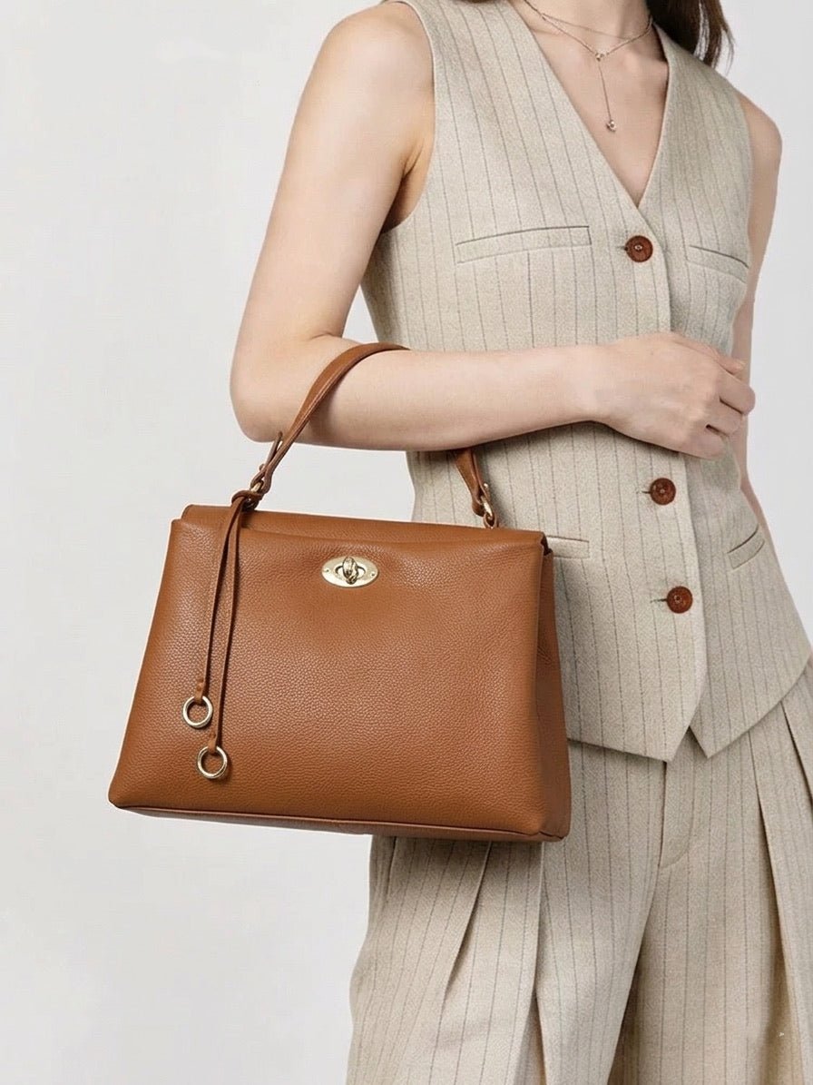 Elowen Italian Leather Top Handle Handbag - Leather Italiano