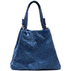 Elsa Italian Suede Tote Bag – Embossed Floral Leather Handbag - Leather Italiano