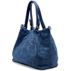 Elsa Italian Suede Tote Bag – Embossed Floral Leather Handbag - Leather Italiano