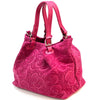 Elsa Italian Suede Tote Bag – Embossed Floral Leather Handbag - Leather Italiano