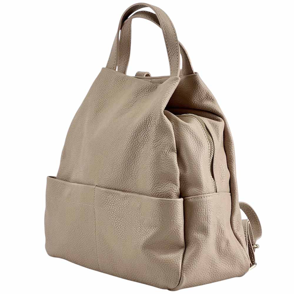 Elva Italian Pebbled Leather Backpack – Women’s Elegant Everyday Bag (Handmade in Florence) - Leather Italiano