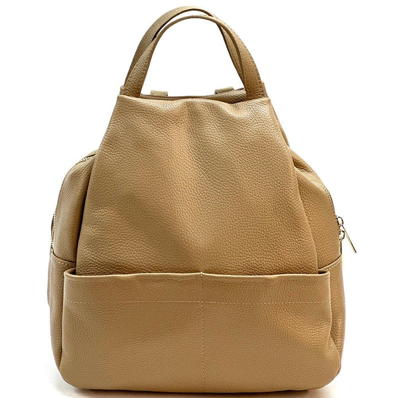 Elva Italian Pebbled Leather Backpack – Women’s Elegant Everyday Bag (Handmade in Florence) - Leather Italiano