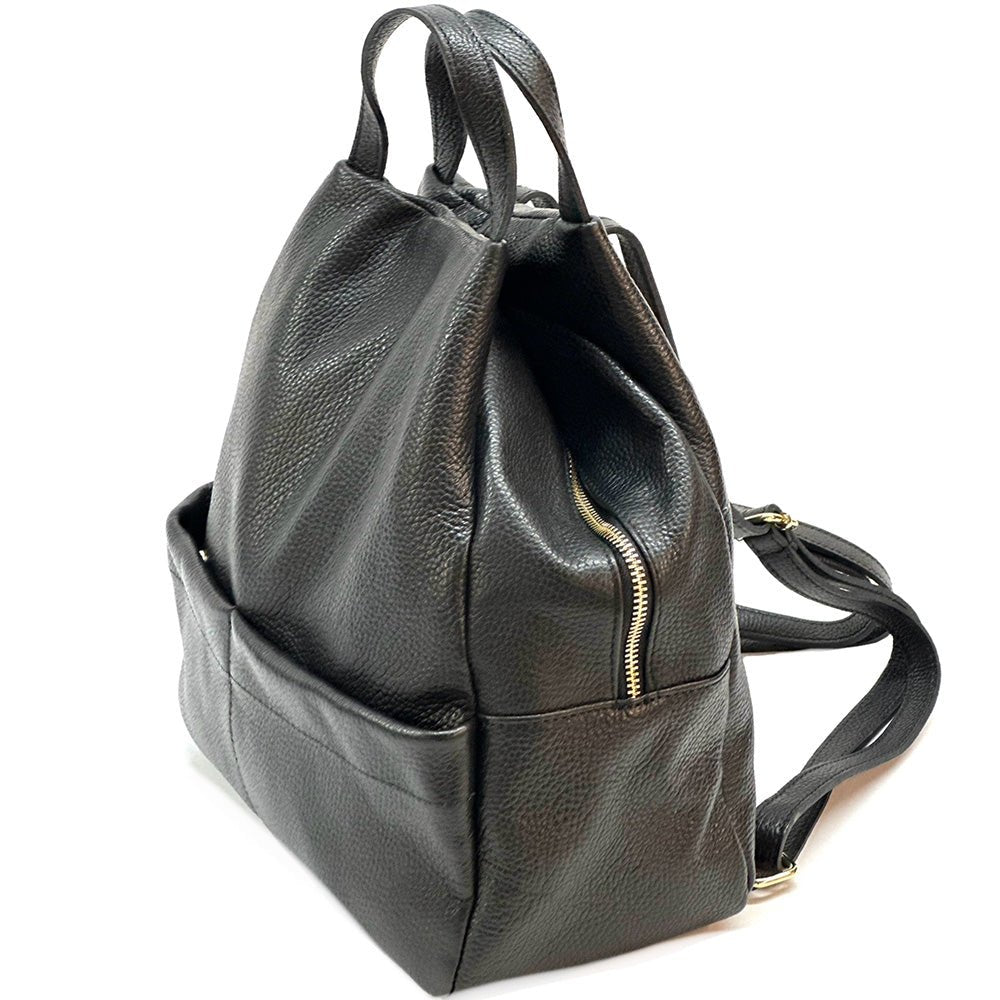 Elva Italian Pebbled Leather Backpack – Women’s Elegant Everyday Bag (Handmade in Florence) - Leather Italiano