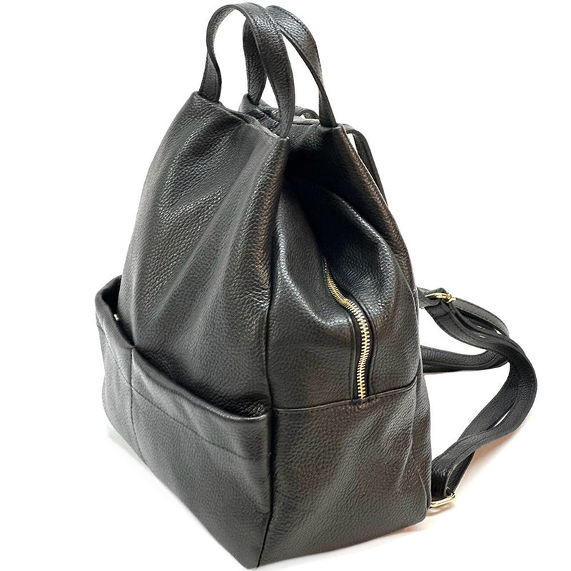 Elva Italian Pebbled Leather Backpack – Women’s Elegant Everyday Bag (Handmade in Florence) - Leather Italiano