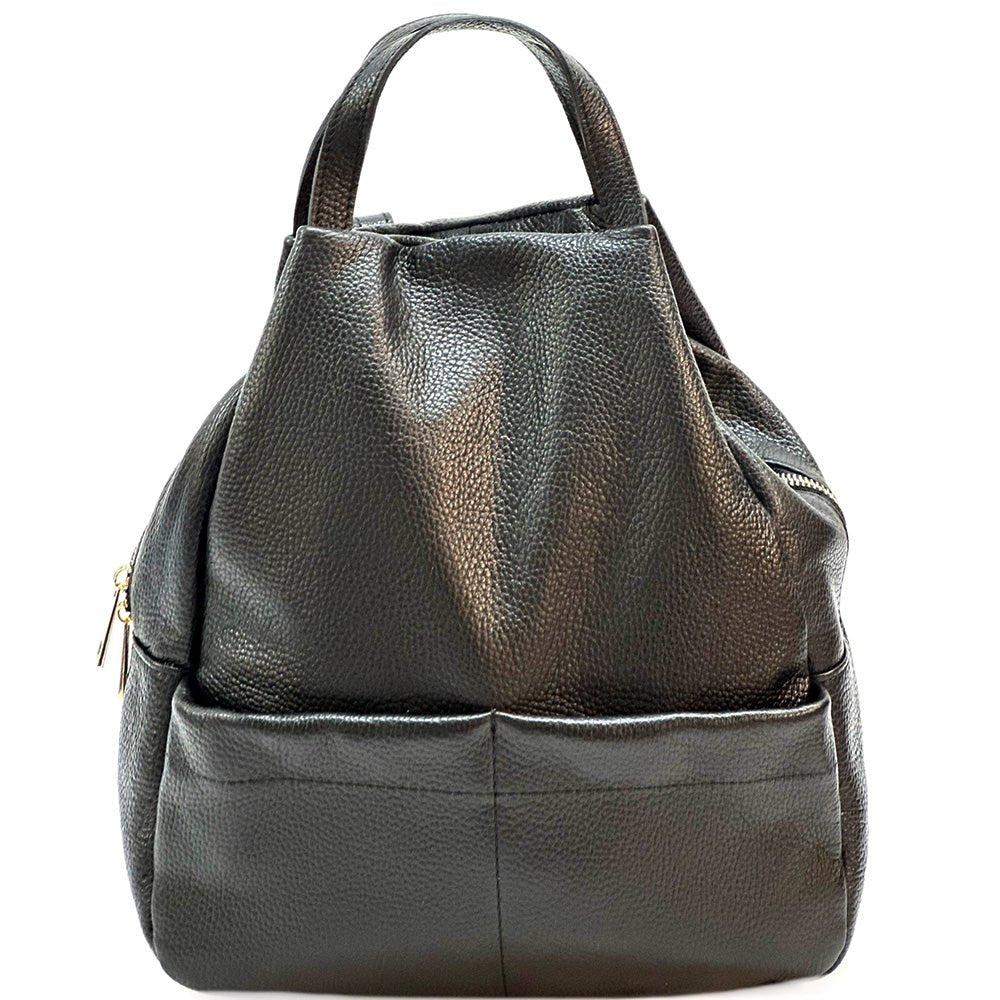 Elva Italian Pebbled Leather Backpack – Women’s Elegant Everyday Bag (Handmade in Florence) - Leather Italiano