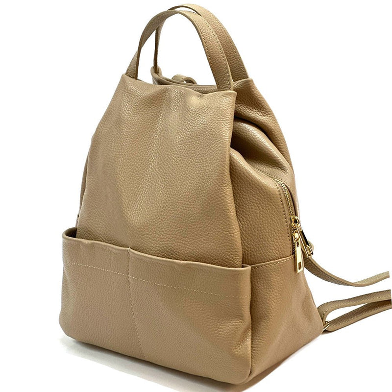 Elva Italian Pebbled Leather Backpack – Women’s Elegant Everyday Bag (Handmade in Florence) - Leather Italiano